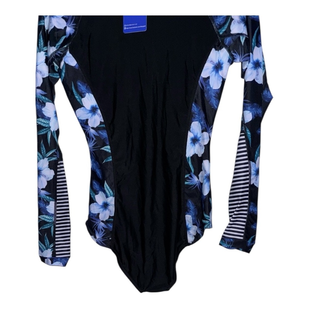 YOLIPULI One Piece Floral Swimsuit w/Long Sleeves&Thumbnail insert,P:16”, L:30” - Picture 2 of 10